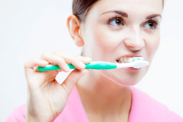 Woman with toothbrush, dental care — Stock Photo, Image