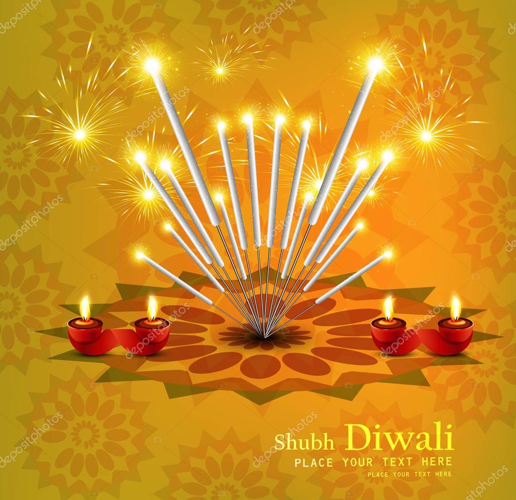 Happy Diwali Festival Crackers Bright Colorful Background Vecto