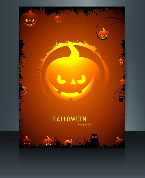 Brochure colorful Halloween reflection pumpkins party illustrati