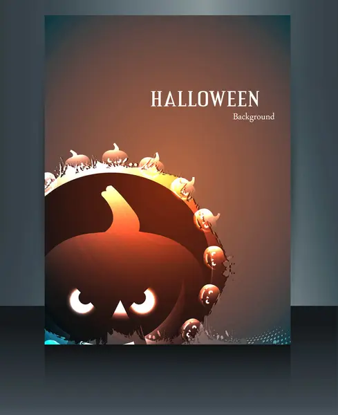 Brochure Halloween colorful reflection pumpkins party vector bac