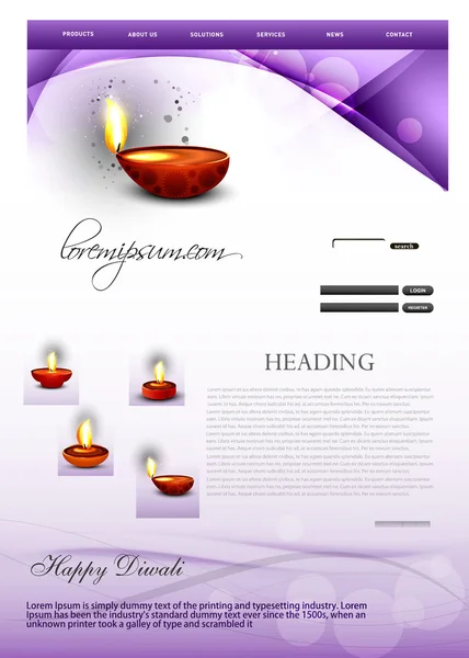 Deepawali diwali diya bright colorful wave website template vec