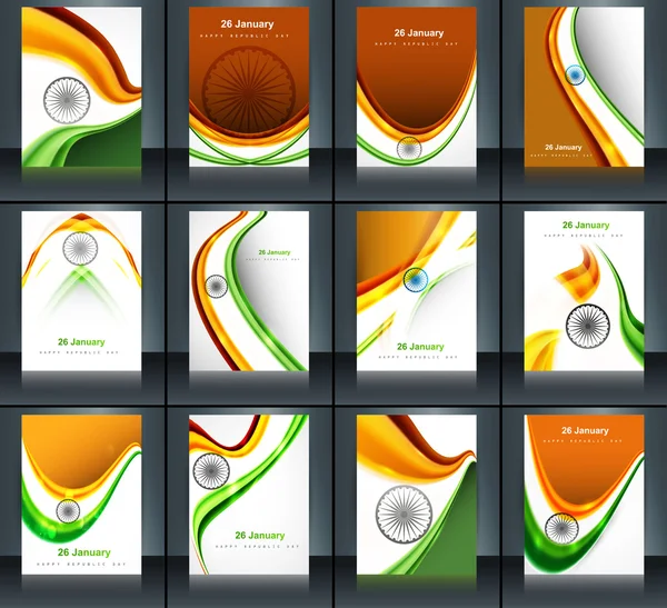 Indian flag brochure stylish wave template collection illustrati