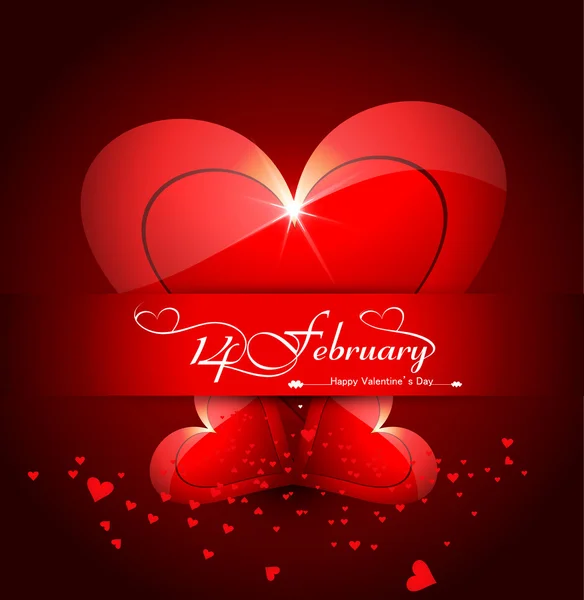 Card for valentine's day shiny heart beautiful celebration vecto