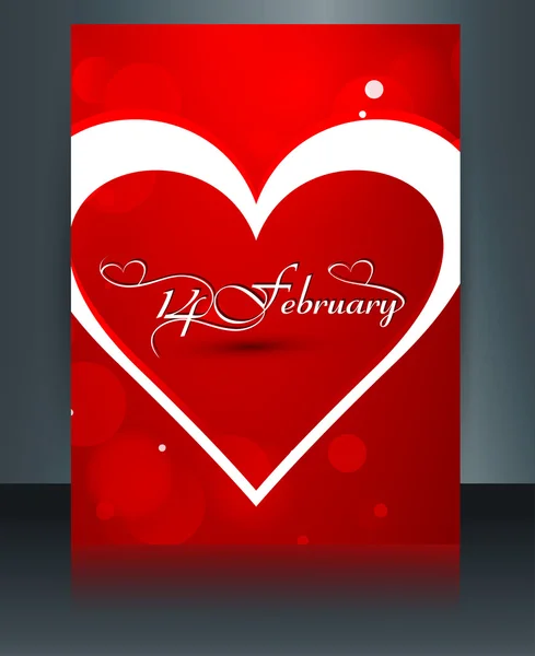 Brochure template card for valentine's day heart beautiful refle