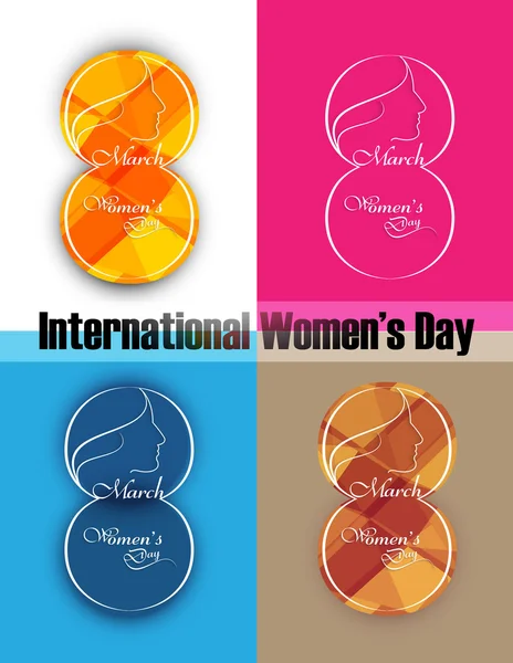 Greeting card with text 8th March Happy Women's Day different co