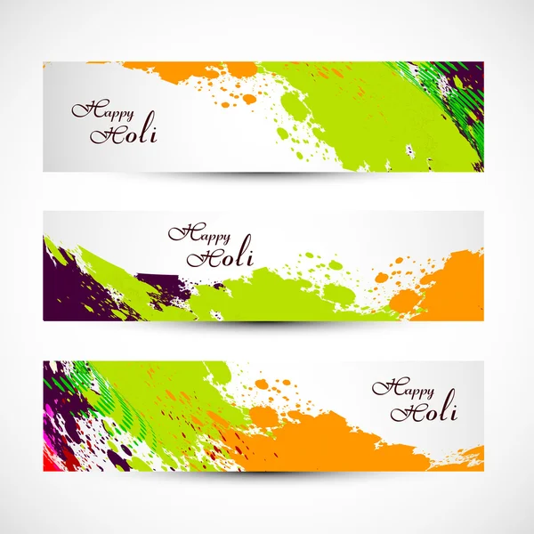 Banner and header set grunge holi with colorful colours splash.