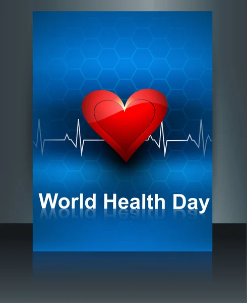 World health day template brochure with heart beats medical colo