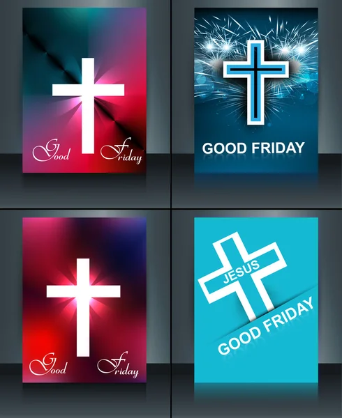 Good Friday brochure template collection card for Jesus cross co