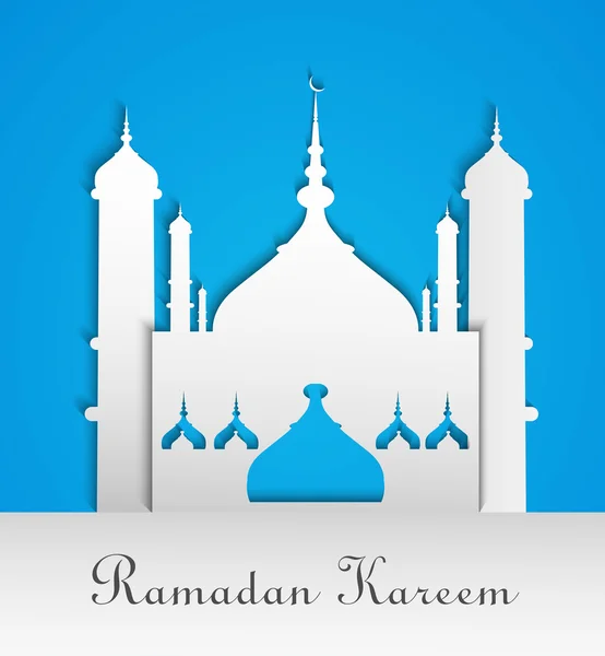 Mosque or Masjid with text Ramadan Kareem blue colorful backgrou