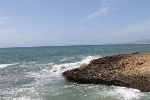 Εδώ Είναι Παραλία Κολ Ντεν Ρεμπάσα Νησί Μαγιόρκα Ισπανία — Φωτογραφία Αρχείου