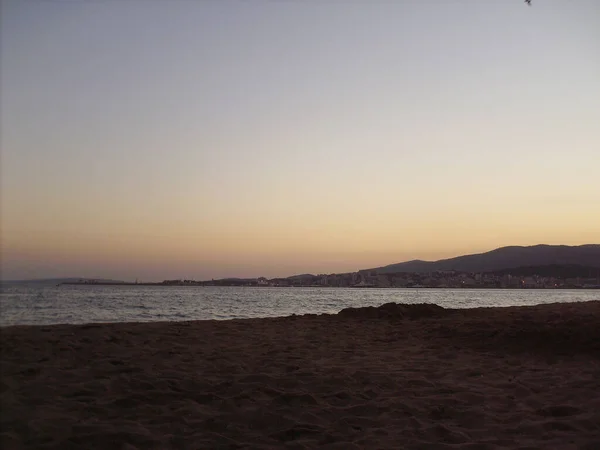 Vue Sur Coucher Soleil Dans Ville Palma Majorque Plage — Photo