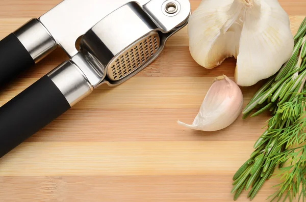 Garlic and spices — Stock Photo, Image