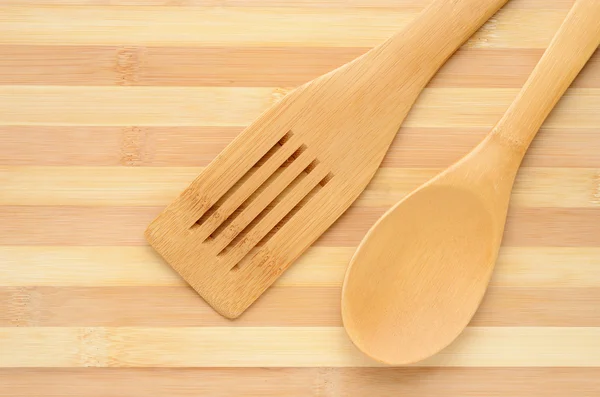 Holzspachtel und Kochlöffel — Stockfoto