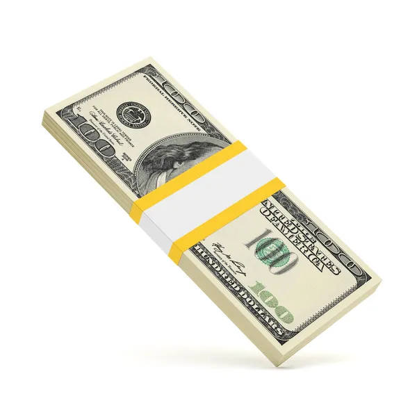Beyaz Arka Planda Izole Edilmiş 100 Dolarlık Amerikan Banknotları Resimleme — Stok fotoğraf