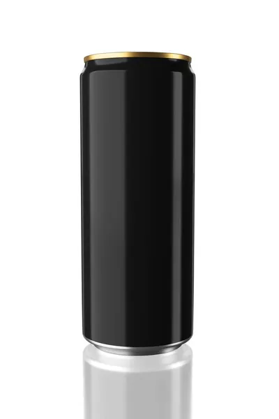 黒色アルミニウム330Mlは 白色の背景に絶縁できます デザインドリンク ビール ソーダ ジュース 水やアルコールのためのモックアップ 3Dレンダリング図 — ストック写真