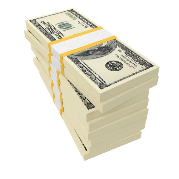 Usa Dollar Bill Stacks Isolated White Background Rendering Illustration — Stock Photo, Image