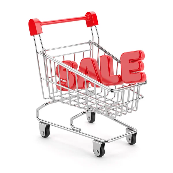 Shopping Cart Sale Word Isolated White Background Rendering Illustration — Stock Photo, Image