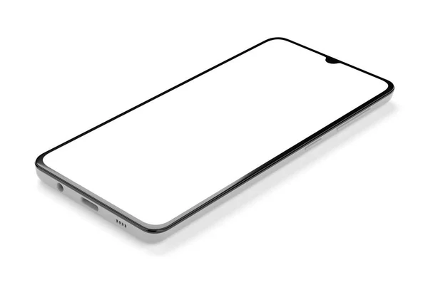 白い背景に隔離された空白の画面を持つスマートフォン モックアップテンプレート 3Dレンダリング図 — ストック写真
