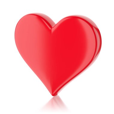 Beyaz arkaplanda izole edilmiş basit bir kırmızı kalp simgesi. 3B resimleme.