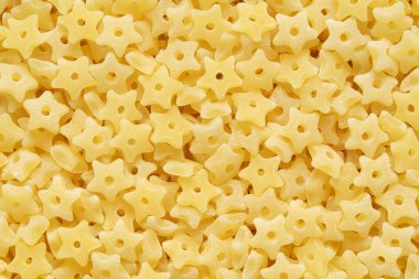 Çorba dokusu veya arkaplan için yıldız şeklinde makarna.