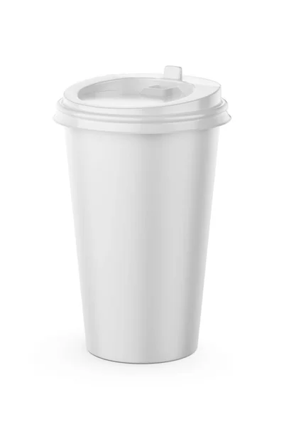 500 Blank White Disposable Coffee Paper Cup Plastic Lid Isolated — Stock Photo, Image