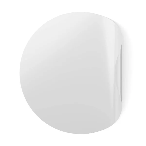空白白色圆形胶粘剂贴纸模型与弯曲的角落 3D渲染说明 — 图库照片