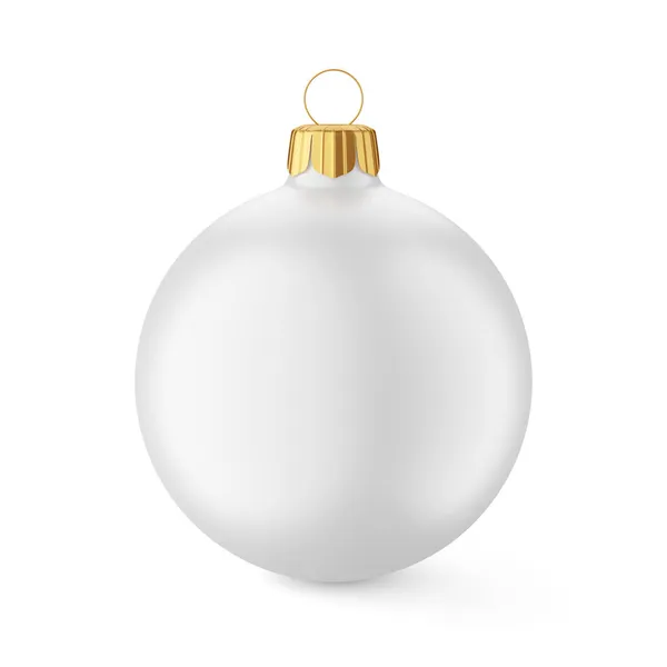 Bola Natal Branco Isolado Fundo Branco Ilustração Renderização Imagens Royalty-Free
