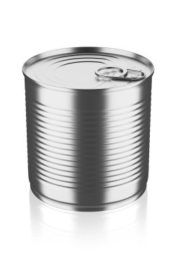 Beyaz arka planda izole edilmiş yiyecekleri korumak için 450 ml 15.5 ons teneke kutu. 3B resimleme.