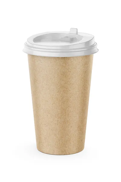 500 Одноразовой Коричневой Бумажной Чашки Кофе Пластиковой Крышкой Изолированы Белом — стоковое фото
