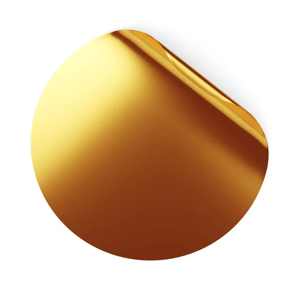 Blank Golden Adhesive Sticker Mock Curved Corner Rendering Illustration — Stock Photo, Image