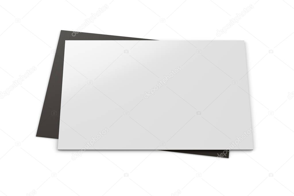 Mockup of flexible vinyl souvenir fridge magnet isolated on white background. 3d rendering illustration.