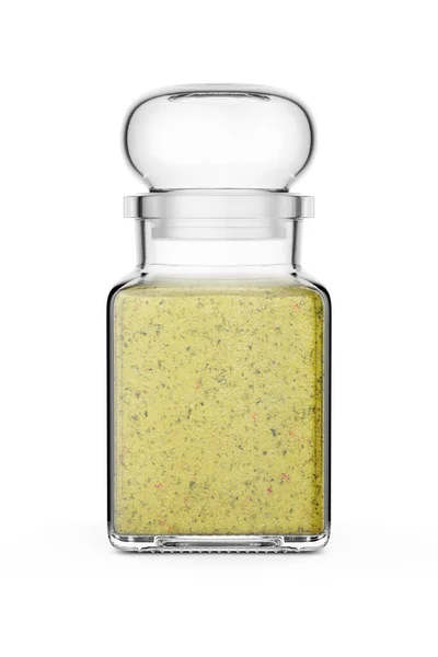 Transparent Jar Chicken Stock Powder Isolated White Background Rendering Illustration — 图库照片