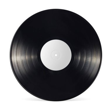 Beyaz arka planda 12 inçlik vinil LP kaydı izole edildi.