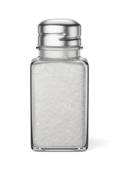 Transparent Rough Salt Jar Isolated White Background Rendering Illustration — Stok fotoğraf