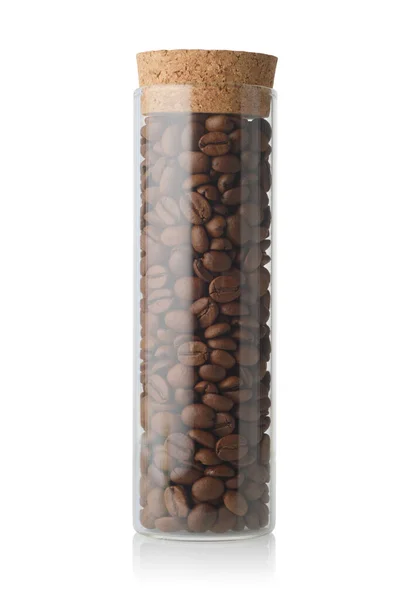 Glas Mit Kaffeebohnen Isoliert Auf Weißem Hintergrund — Stockfoto