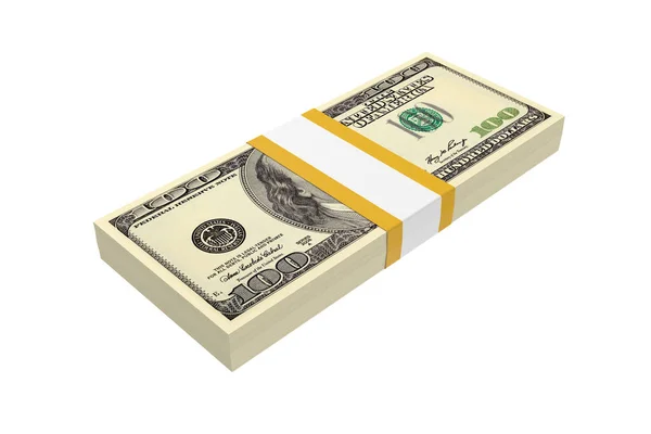 Beyaz Arka Planda Izole Edilmiş 100 Dolarlık Banknotlar Resimleme — Stok fotoğraf