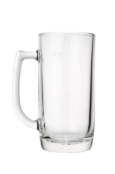 白色背景的空玻璃杯啤酒瓶 — 图库照片