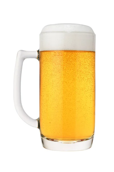 Stein Čerstvého Piva Víčkem Pěny Izolované Bílém Pozadí — Stock fotografie