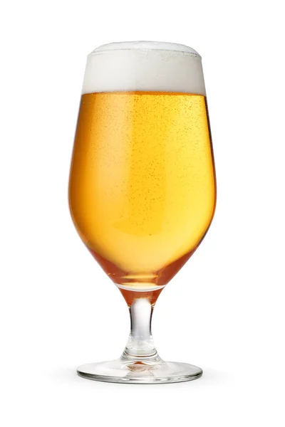 Ποτήρι Μπύρας Καπάκι Αφρού Μονωμένο Λευκό Φόντο — Φωτογραφία Αρχείου