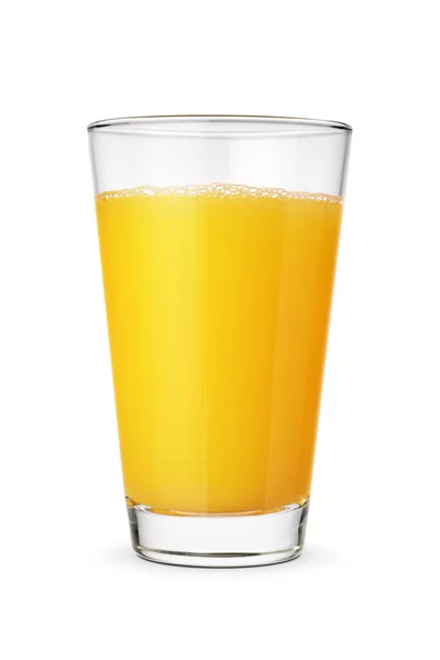 Vidro Suco Laranja Fresco Isolado Fundo Branco — Fotografia de Stock