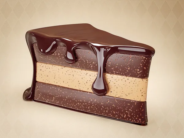 Bolo de chocolate saboroso em um fundo leve — Fotografia de Stock