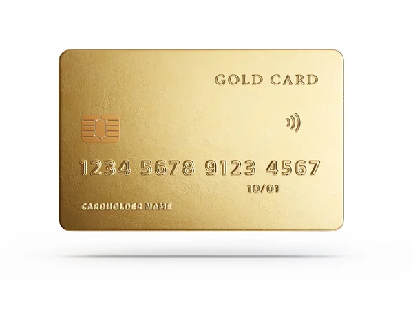 Goud Creditcard Geïsoleerd Een Grijs Illustratie — Stockfoto