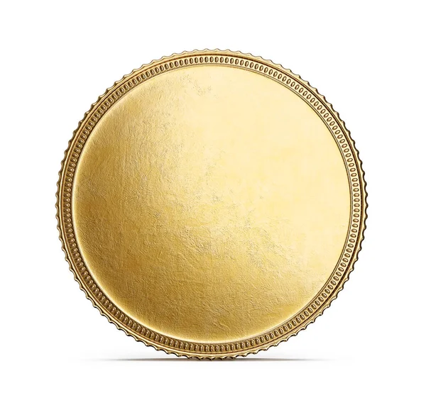 Moeda Ouro Isolado Branco Ilustração — Fotografia de Stock