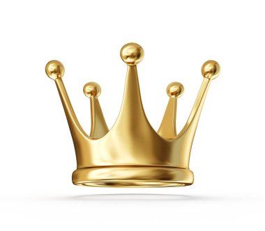 Altın taç bir beyazın üzerinde izole edilmiş. 3d illüstrasyon