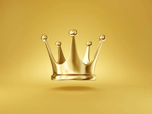 Золота Корона Ізольована Жовтому Ілюстрація — стокове фото