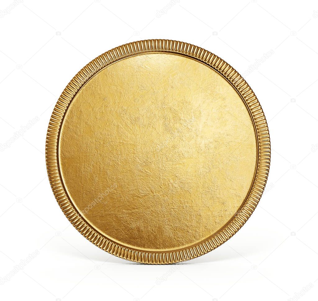 golden coin isolated on a white. 3d illustration