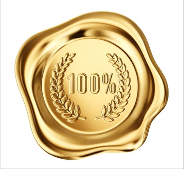 Altın balmumu mühür bir beyaza izole edilmiş. 3d illüstrasyon