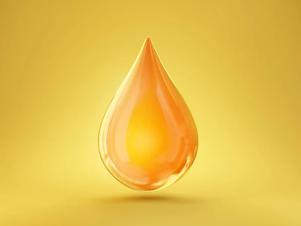 Крапля Олії Ізольована Жовтому Тлі Ілюстрація — стокове фото