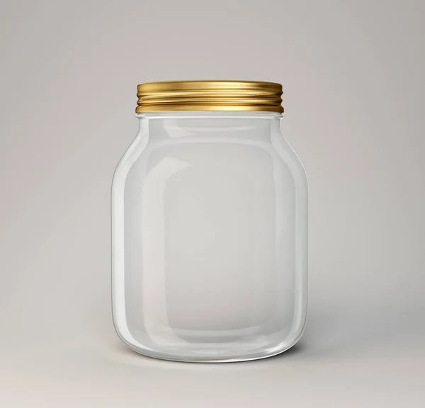 Glass Jar Isolated Grey Illustration — Zdjęcie stockowe