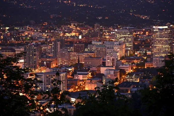 Portland Downtown por la noche — Foto de Stock